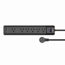 Supresor De Picos Smartbitt Sbss-b6-3u 125 V, 1625 W, 1800 J, 60 Hz, 6 Contactos, Negro
