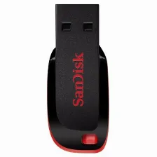 Memoria Usb Sandisk Cruzer Blade 64gb, 2.0, Factor De Forma Sin Tapa, Color Negro, Rojo