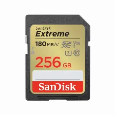 Memoria Sandisk Extreme 256 Gb, Velocidad 180 Mb/s, Clase 10