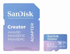 Memoria Micro Sd Sandisk Creator 512 Gb, Velocidad 190 Mb/s, Clase 10