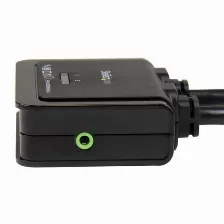 Switch Conmutador Kvms Startech.com (sv211hdua) 2 Puertos Hdmi, Usb Audio Con Cables Integrados, Resolución 1920x1200, Diseño Compacto, Color Negro
