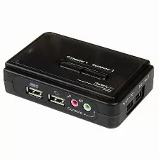 Juego De Conmutador Kvm Startech (sv211kusb) De 2 Puertos Con Todo Incluido, Usb, Audio Y Vídeo Vga