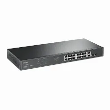 Switch Tp-link Tl-sg1218mpe Gestionado, L2, Rj-45 18, Gigabit Ethernet (10/100/1000), (poe +) 16, 1u, Negro