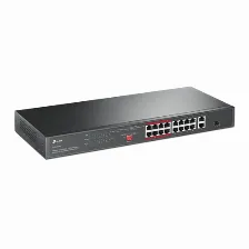 Tp-link Tl-sl1218p - Switch Poe+ No Administrable Con 16 Puertos 10/100 Mbps, 2 Puertos 10/100/1000 Mbps Y 1 Puerto Sfp. Incluye 8 Puertos Extensores Poe (hasta 250 M), Capacidad De 150w, Disea?ado...