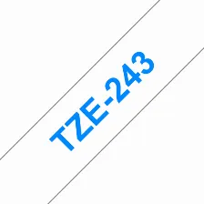 Cinta Brother Tze-243 Azul Sobre Blanco, 1.8 Cm, 8 M