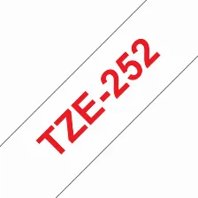 Cinta Brother Tze-252 Rojo Sobre Blanco, 2.4 Cm, 8 M