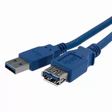 Cable Extensión Usb Startech.com (usb3sext1m) 1 Metro, Usb 3.0, Usb Macho A Hembra Usb, Color Azul