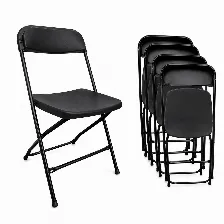 Pack 5 Sillas Plegables Modamob Raven, Reforzadas, 47cmx45cmx82cm, Tubo 19mm, Negras, Hasta 120kg