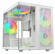 Gabinete Gamer Xzeal Cubo, Argb, Ventana Cristal, 2 Ventiladores Front, Ventilador Trasero 120mm, Blanco, Caja Abierta