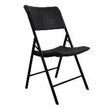 Pack De 6 Sillas Plegables Modamob, Modelo Bosc, Reforzadas, Plastico Con Terminado Tipo Mimbre Color Negro