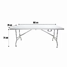 Mesa Plegable Modamob Flex Board 180, Color Blanco, Calibre 18, 1.80m, 180x74x74cm, Tubular 25mm Diametro, Uso Rudo
