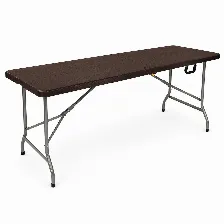 Mesa Plegable Modamob 1.80 Metros, Modelo Lignum 180cm X 76cm X 74cm, Calibre 25mm, Acabado Tipo Mimbre Simula Madera Color Negro