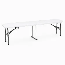 Banca Plegable Modamob, Largo 1.83mts, Ancho 28cm, Alto 43.5cm, Tubo Grosor 22mm, Empaque Uso Rudo, Color Blanco